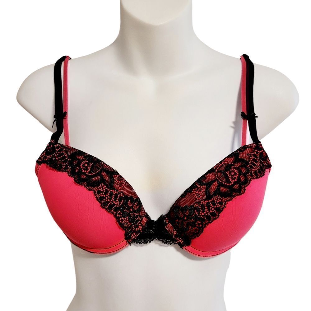 2/$20 Ardene Pink & Black Lace 34B Push Up Bras Size. 34B